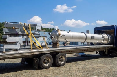 5_Vacuum Column Fabrication - Column & Platform loaded on flatbed truck